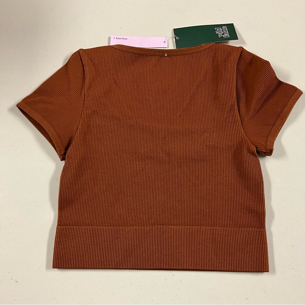 Wild Fable Women's Rust Ribbed Crop Top - Picture 4 of 8